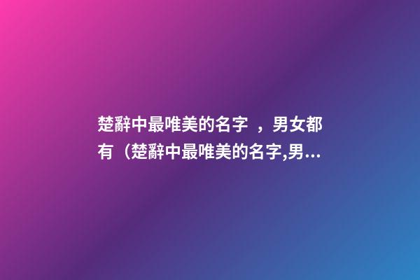 楚辭中最唯美的名字，男女都有（楚辭中最唯美的名字,男女都有什么）